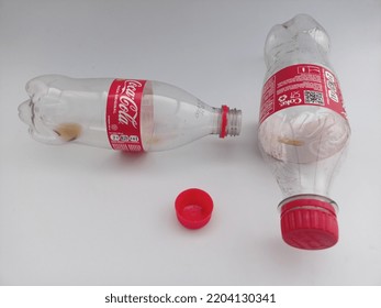 Empty Bottle, Soft Drink Bottles, Kids Love Soft Drinks. Gombong, Kebumen Regency, Central Java, Indonesia - September 2022.