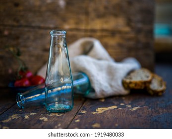 Empty bottles over a kitchen table