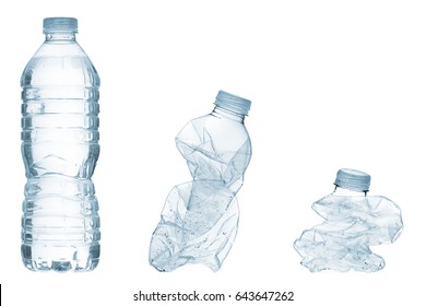 Empty bottles recycle concept; isolated on white background 