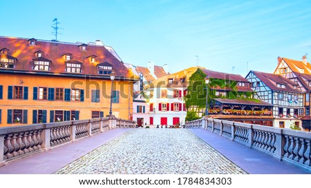 Empty bridge Saint Martin in district Petite France in Strasbourg, Alsace. 