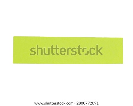 Empty bright green sticky note or paper bookmark on a clean white background.