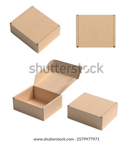 Empty Brown Paper mailing box Cardboard box isolated on white background Packaging Mockup Template