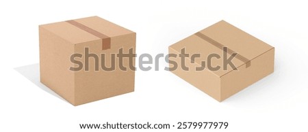 Empty Brown Paper mailing box Cardboard box isolated on white background Packaging Mockup Template