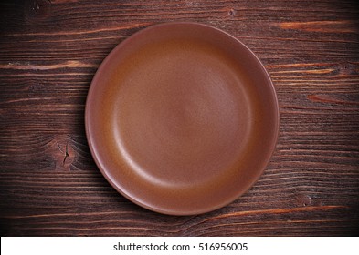 brown ceramic plates