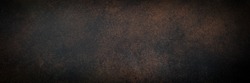 Empty Brown Rusty Stone Or Metal Surface Texture. Long Banner Format.