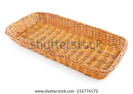 empty brown whicker basket isolated on white