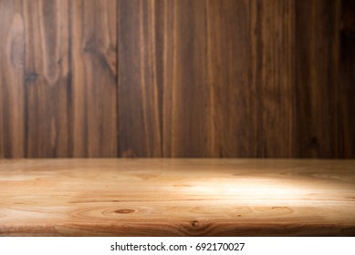 Empty Brown Wood Table For Background