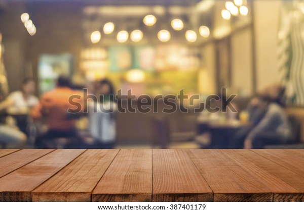 Empty Brown Wooden Table Coffee Shop Backgrounds Textures Stock Image 387401179