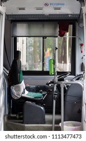 Empty Bus Driver Seat In A Bus In China