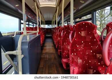 Empty Buses In Edinburgh During Lockdown. Public Transportation. Scottish Bus Lane. Lothian.