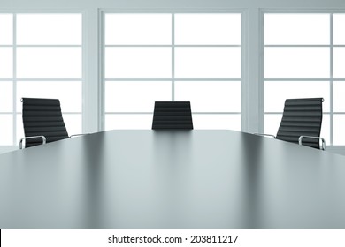 Empty business meeting room with table and chairs
