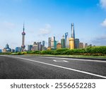 Empty bustling intersection  shot in Shanghai  China.