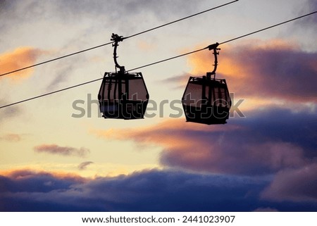 Empty cable car in sunset, Idre - Sweden