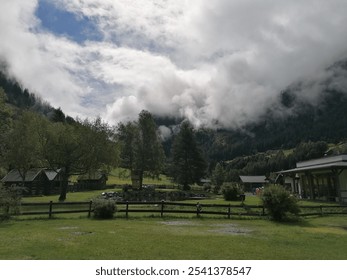 Empty campsite in the mountains on a cloudy day in Austria  - Powered by Shutterstock