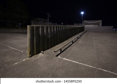 Empty Car Par In The Suburbs Of Melbourne, Australia At Night.