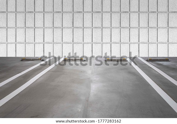 Empty car parking, Car parking lot with\
white mark, Parking lane outdoor in public\
park