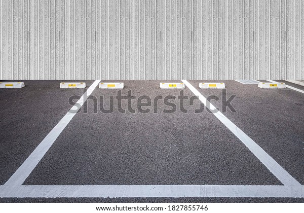 Empty car parking, Car parking lot with\
white mark, Parking lane outdoor in public\
park