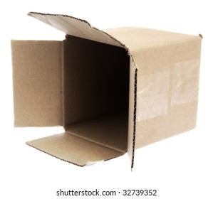 Empty cardboard box isolated against a white background