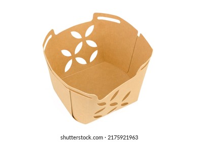 Empty Cardboard Fruit Box Isolated On White Background