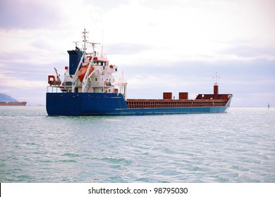 Empty Cargo Container Ship In Ocean