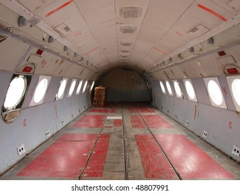 Empty Cargo Hold Of Old Plane