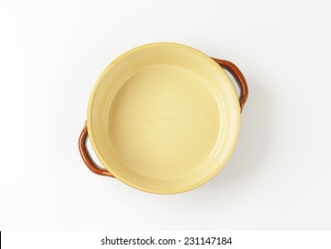 Empty Casserole Dish On White Background