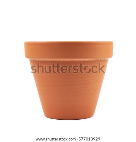 Empty ceramic brown flower pot isolated over the white background