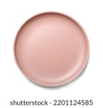 Empty ceramic plate isolated on white, top view