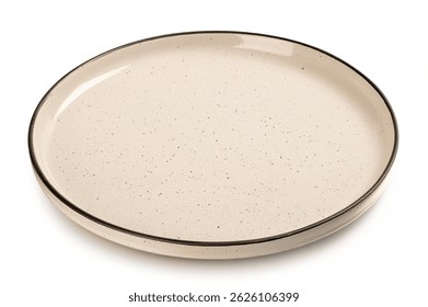 Empty ceramic plate isolated on white background.