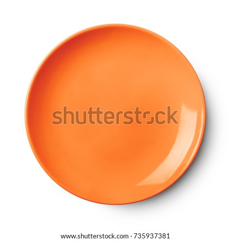 Empty ceramic round plate isolated on white background with clipping path