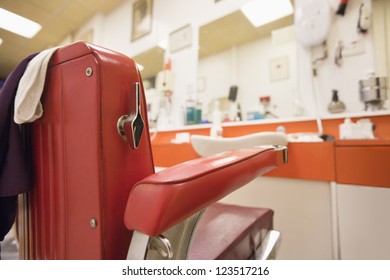 Empty Chair In Barbershop