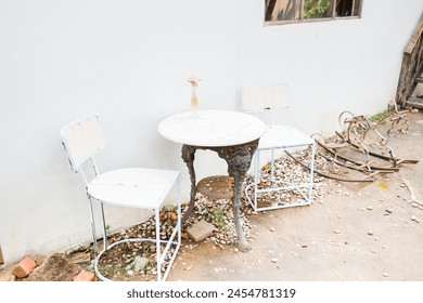 Empty chair and table in cozy cafe,empty Chair and table setting for lunch  in restaurant,comfortable concept.