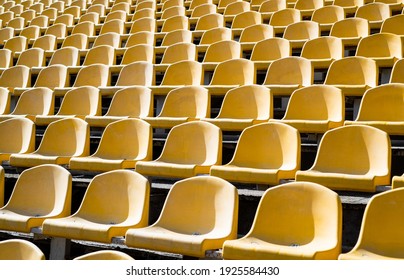 Empty Chairs For Audience On Modern Stadium Arena, Sport.