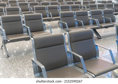 Empty Chairs In Hallway Of Public Building Interior.