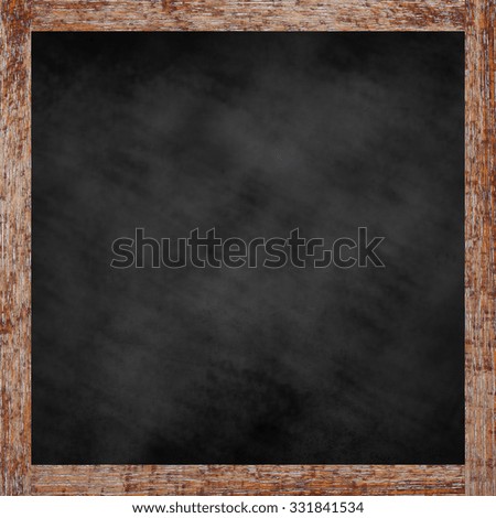 empty chalk board background texture for menu restaurant design with old vintage wooden frame concept
