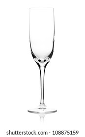 Empty Champagne Glass On White Background