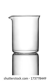 Empty chemistry flask on white