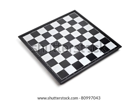 Empty chess board isolated on white background