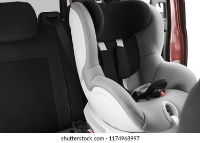 Empty Child Safety Seat Inside Of Car