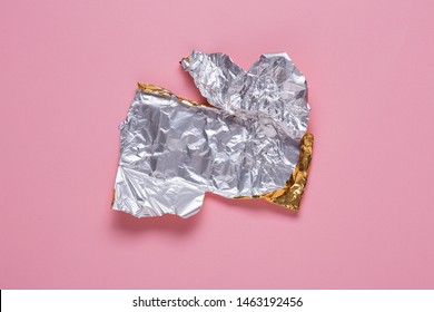 Empty Chocolate Packaging, Crumpled Aluminum Foil Candy Bar