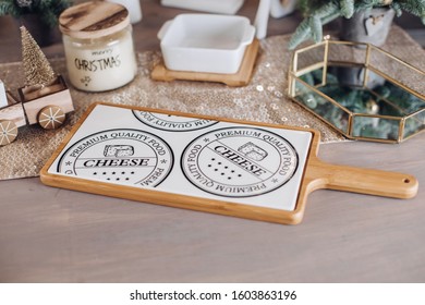 Empty Chopping Cheese Board On The Table