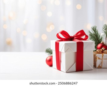 Empty of Christmas Blurred on Background. Blank Christmas. Gifts. Product Mockup. Copy space. - Powered by Shutterstock