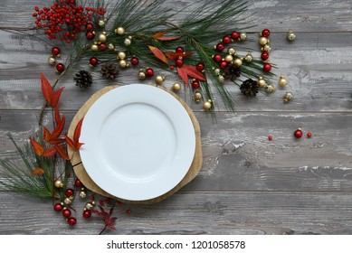 Empty Christmas Plates Top View On Stock Photo 1201058578 | Shutterstock