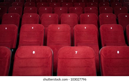 Empty Cinema Hall With Red Seats