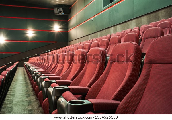 Empty Cinema Rows Comfortable Red Chairs Stock Photo Edit Now