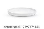 Empty circle white plate isolated on white background