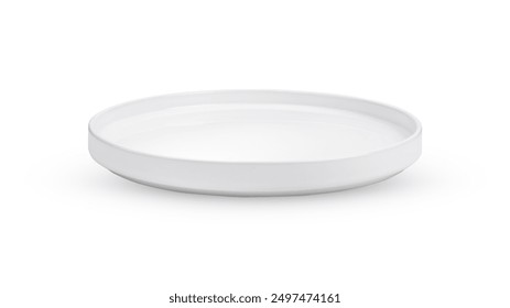 Empty circle white plate isolated on white background