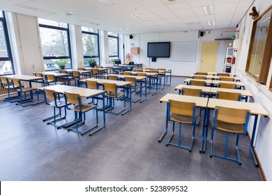 Empty classroom for biology lesson on secondary school