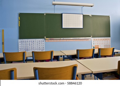 Empty Classroom In First Grade School Kinder Garden