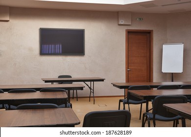 Empty Classroom From Rear View